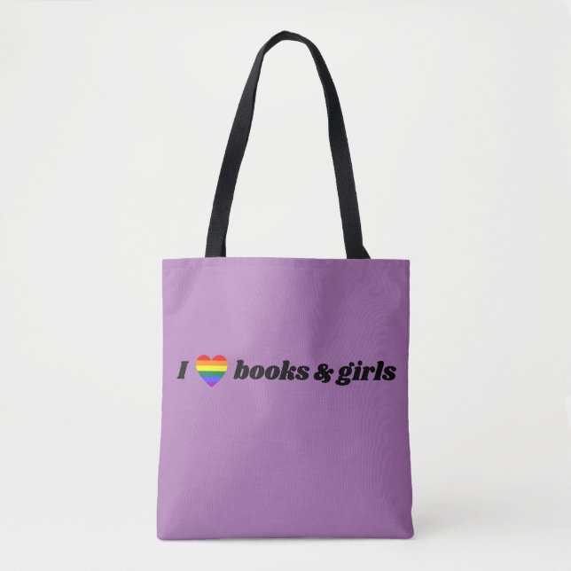 Bolso De Tela Lésbica LGBT: Me encantan los libros y Chicas (Anverso)