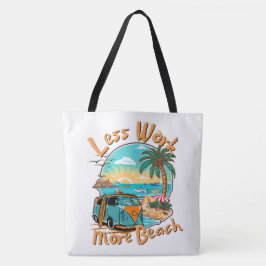 Bolso De Tela Less Work More Beach for Summer Vacation