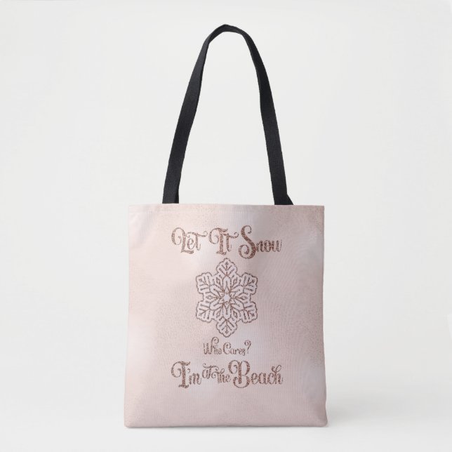 Bolso De Tela Let it Snow–Funny Christmas Beach Pink (Anverso)