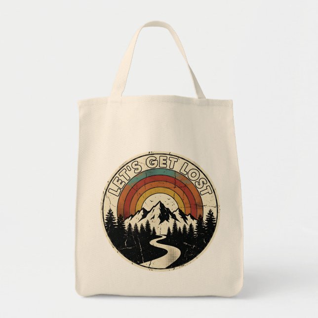 Bolso De Tela Let’s Get Lost Retro Mountain Adventure Outdoor (Frente)