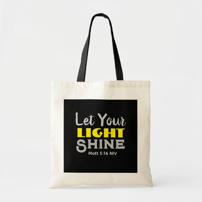 Bolso De Tela Let Your Light Shine Bible Verse Yellow Cute  (Frente)