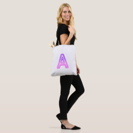 Bolso De Tela Letra A de neón Monograma Inicial Brillante Rosa P
