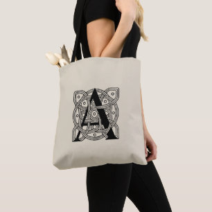 Bolso De Tela Letra A Monograma De Knot Celta Vintage
