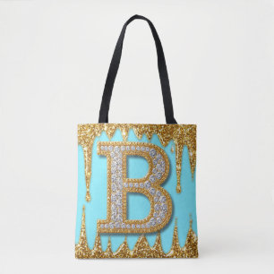Bolso De Tela Letra B de diamante de lujo sobre fondo de purpuri