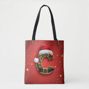 Bolso De Tela Letra C con decoración de corona de Navidad 🎁