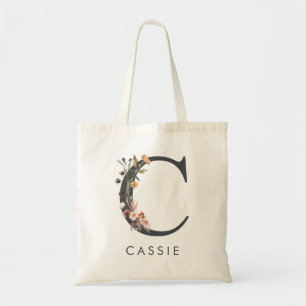 Bolso De Tela Letra C floral boho