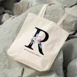 BOLSO DE TELA LETRA DE NOMBRE DE ALFABETAS DE FLORES AZULES RUBO<br><div class="desc">Si necesitas más personalización,  por favor,  no dudes en enviarme un mensaje a yellowfebstudio@gmail.com.</div>