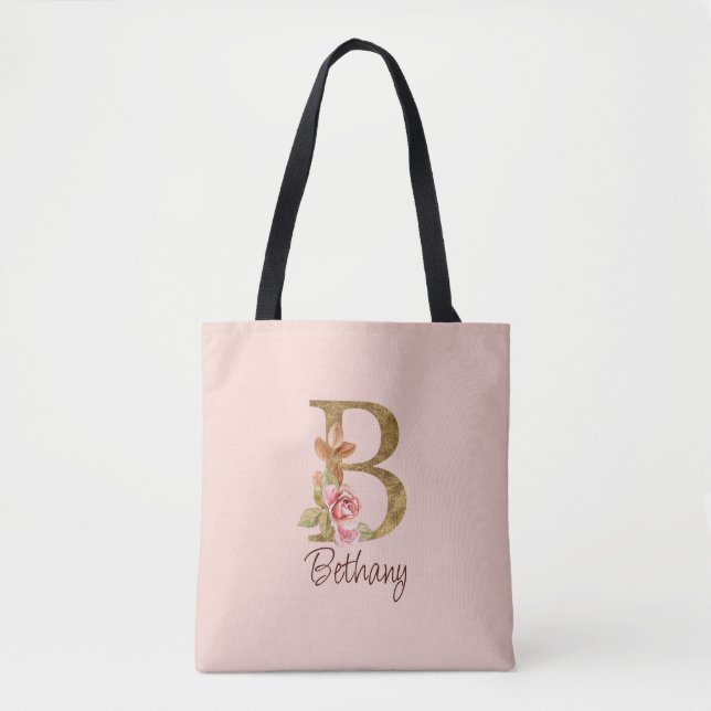 Bolso De Tela Letra de nombre personalizada B Relieve metalizado (Anverso)