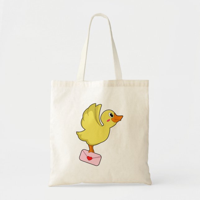 Bolso De Tela Letra de paloma portadora de pato (Frente)