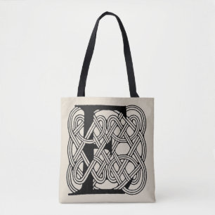 Bolso De Tela Letra E Monograma De Vintage De Knot Celta
