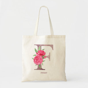 Bolso De Tela Letra F Nombre personalizado monograma dama de hon