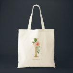 Bolso De Tela Letra falsa Relieve metalizado dorado floral i mon<br><div class="desc">Bolsa de tetas floridas y elegantes con ilustraciones acuarelas de flores,  vegetación y un monograma falso de Relieve metalizado. Personalice agregando un nombre o una frase corta. Esta carta que monograma bolsa de lienzo floral será perfecta como regalo personalizado.</div>