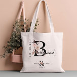 Bolso De Tela Letra floral boho Boda floral de dama de honor<br><div class="desc">La dama de honor se puede personalizar para su dama de honor. La dama de honor está escrita a mano y con letras neutras de flores de boho. También se puede añadir el nombre de la novia y el novio y la fecha de su boda, que enmarcan una ampersand floral...</div>