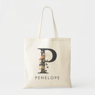 Bolso De Tela Letra Floral Boho P