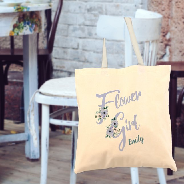 Bolso De Tela Letra floral dusty azul flor personalizada (Subido por el creador)