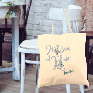Bolso De Tela Letra floral dusty azul Personalizado Matrón de ho