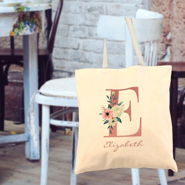 Bolso De Tela Letra floral E rosa y marfil Bouquet (Subido por el creador)