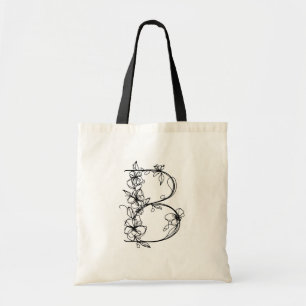 Bolso De Tela Letra floral monograma B lienzo reutilizable