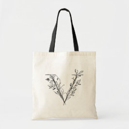 Bolso De Tela Letra floral monograma V funda de tela