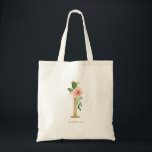 Bolso De Tela Letra floral peónica I monograma dorado dama de ho<br><div class="desc">La bolsa de tote con letra floral I monograma presenta un ramo acuarela floral de peonías y rosas de color rosa rubor, acento verde y letra falsa de Relieve metalizado dorado. Esta carta que yo monograma de dama de honor floral es perfecta para bodas, duchas, cumpleaños y mucho más. Personalice...</div>