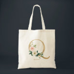 Bolso De Tela Letra floral peónica Q Monograma dorado dama de ho<br><div class="desc">La letra floral Q monogram tote bag incluye un ramo floral de color de agua de peonías y rosas blancos y rosados, acento verde y letra falsa de Relieve metalizado dorado. Esta letra Q monocapia tote bag floral es perfecta para bodas, duchas, cumpleaños y mucho más. Personalice agregando nombres o...</div>