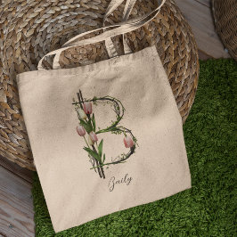 Bolso De Tela Letra floral personalizada 'B' – Regalo personaliz