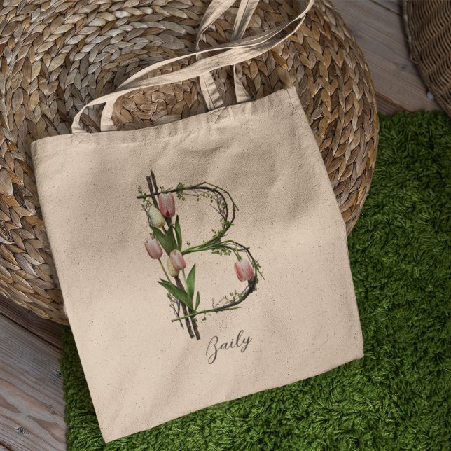 Bolso De Tela Letra floral personalizada 'B' – Regalo personaliz (Subido por el creador)