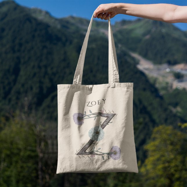 Bolso De Tela Letra Floral Zinnia Personalizada – Regalo Persona (Subido por el creador)