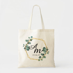Bolso De Tela Letra Inicial de Monograma Moderno y Elegante