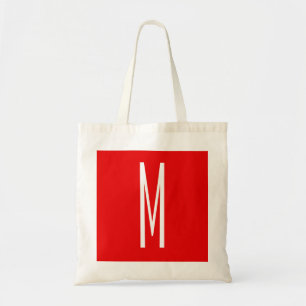 Bolso De Tela Letra inicial monograma estilo moderno rojo blanco