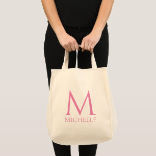 Bolso De Tela Letra inicial monograma moderno de plantilla de co