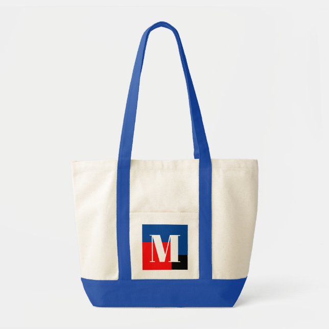 Bolso De Tela Letra inicial monograma moderno estilo (Frente)