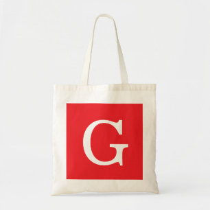 Bolso De Tela Letra Inicial Monograma Rojo Blanco Sencillo Simpl