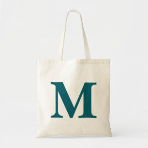 Bolso De Tela Letra inicial monograma Verde azulado moderno