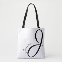 Bolso De Tela Letra J - Monograma + Nombre - moderno y elegante