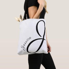 Bolso De Tela Letra J - Monograma + Nombre - moderno y elegante