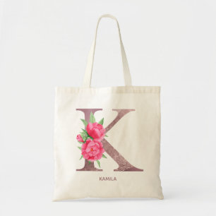 Bolso De Tela Letra K Nombre personalizado monograma dama de hon