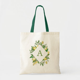 Bolso De Tela Letra limón monograma Citrus de verano primavera 