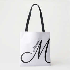 Bolso De Tela Letra M - Monograma + Nombre - moderno y elegante