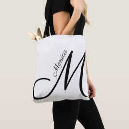 Bolso De Tela Letra M - Monograma + Nombre - moderno y elegante