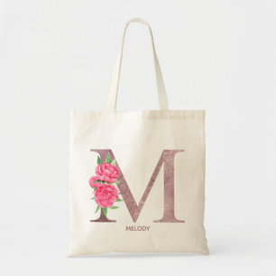 Bolso De Tela Letra M Nombre personalizado monograma dama de hon
