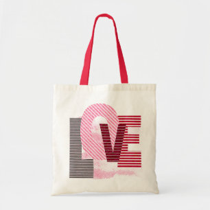 Bolso De Tela Letra magenta geométrica de amor