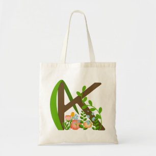 Bolso De Tela Letra mayúscula monograma floral K