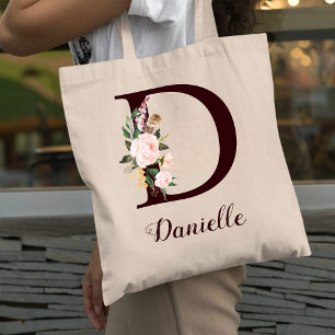Bolso De Tela Letra mínima D regalo personalizado de floral Rubo