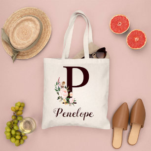 Bolso De Tela Letra mínima P regalo personalizado de floral Rubo
