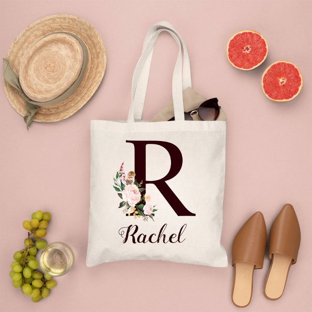 Bolso De Tela Letra mínima R Regalo personalizado floral Rubor (Subido por el creador)
