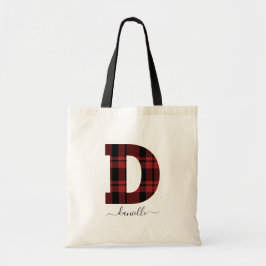 Bolso De Tela Letra monograma "D" roja y negra trenzada