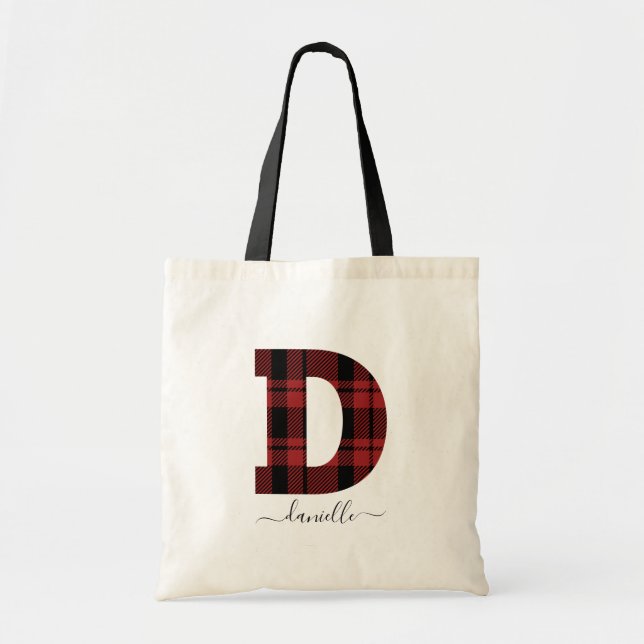 Bolso De Tela Letra monograma "D" roja y negra trenzada (Frente)