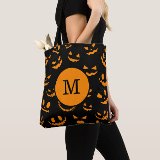 Bolso De Tela Letra monograma fantasía caras Jack O Lantern