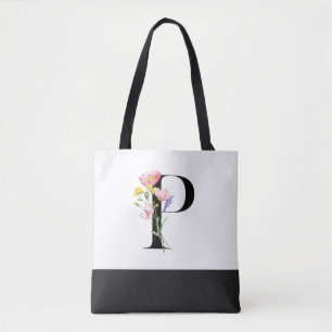 Bolso De Tela Letra monograma giratoria personalizada P